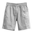 thumbnail image 5 of Mens Striped Casual Shorts Summer Beach Elastic Waist Drawstring Shorts with Pockets Mens Athletic Gym Shorts Daily Wear Walking Summer Outfit Black L, 5 of 5
