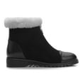 thumbnail image 2 of Ferwind Women's Shearling Suede Ankle Booties Enforced Toe Wedge Heels Adult Black/White  8, 2 of 8