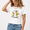 1-White, variant on Women Aesthetic Animal Print Cropped Tee Adorable Mouse Line Art with Stars Shirt Perfect Gift for Book Lovers and Teachers Trendy Top