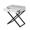 thumbnail image 5 of Koda White Wooden End Side Table Nightstand w/ Glass Top Drawer & Metal Base, 5 of 5
