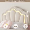 thumbnail image 2 of Homfa Twin Size LED Bed Frame with Drawer, Velvet Upholstered Platform Bed Frame with Adjustable Petal Headboard for Kid, Beige, 2 of 7