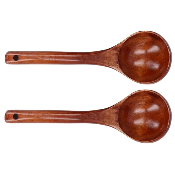 Wooden Scoop Ladle Set for Cooking and Serving - Camphor Wood Spoon with Extended Handle for Easy Use - Beautiful and Practical Kitchen Utensil