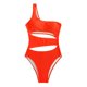 thumbnail image 3 of Gibobby Traje de baño completo mujer Traje de baño sexy de color sólido con un hombro para mujer(Naranja,M), 3 of 5