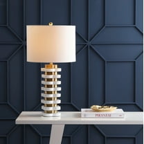 JONATHAN Y Wellington 26.5" Quatrefoil Striped Resin LED Table Lamp, Brass, JYL1010A