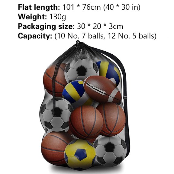 Heavy Mesh Basketball, Football, Volleyball, Rugby Ball, Large Ball Mesh Bag, Ball Bag, Storage Bag