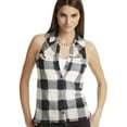 thumbnail image 2 of Aeropostale Womens Spencer Checked Button Up Shirt, Black, X-Small, 2 of 2