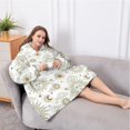 thumbnail image 5 of Oversized Wearable Blanket Hoodie,White Sun Moon Cloud Star Pattern Sherpa Blanket Hoodie with Super Pockets,Super Warm Fuzzy Pullover for Women & Men, 5 of 6