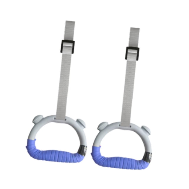 harper Fitness Rings Gymnastic Durable PP Material Adjustable Straps Bodyweight Workout Gray Blue 1m