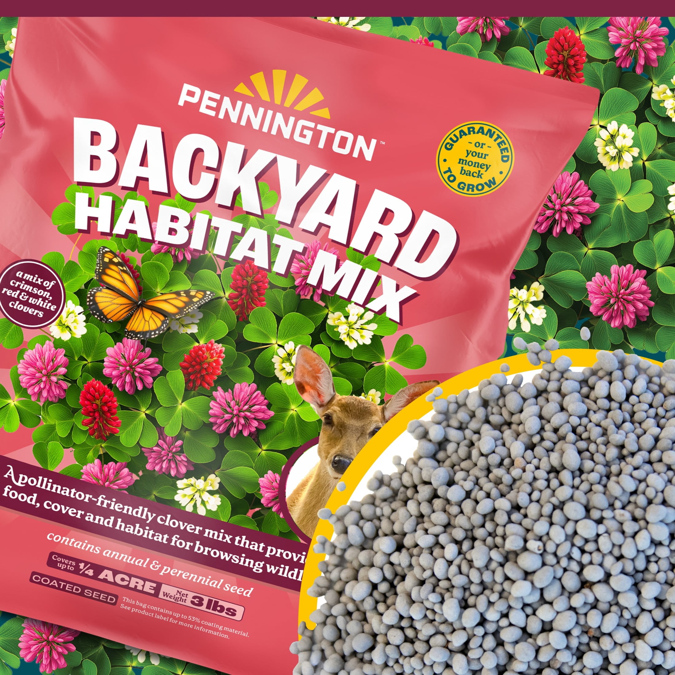 Pennington Backyard Habitat Wildlife Clover Seeds and Grass Seed Mix, 3lb