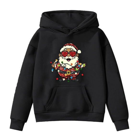 Byoo Toddler Girl's Christmas Hoodie Santa Cartoon Print Hooded Sweatshirt Pullover Top
