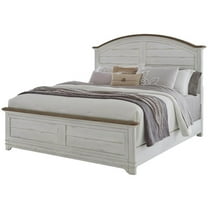 Bowery Hill White-Washed Wood Farmhouse Queen Size Arched Panel Bed