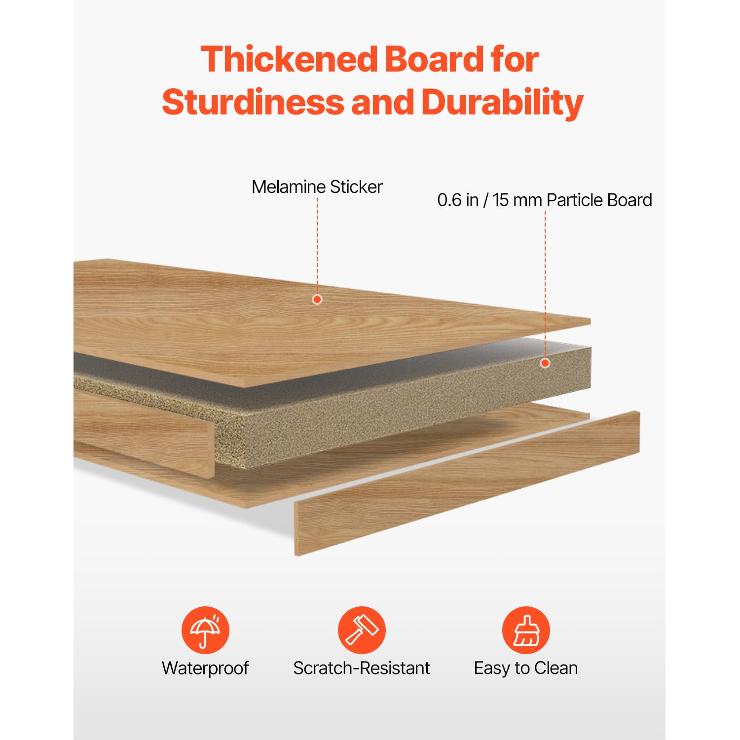 KFFKFF 1-Tier Wooden Desktop Organizer, 37" x 9.4" x 28.7" Storage Rack with Anti-Slip Pads, Ideal for Office, Home, and Dorm Use