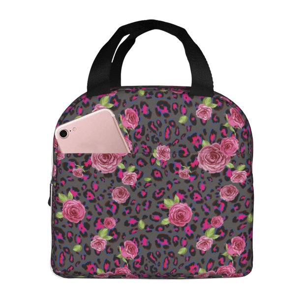 Balery Rose Mix Leopard 2 Bolsa de Almuerzo Aislada – Caja de Almuerzo con Papel de Aluminio Grueso, Mantiene la Comida Fresca por 4 Horas