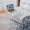 thumbnail image 4 of Resenkos C-Shaped End Snack Side Table Slide Under Couch with MDF Top for Sofa Coffee Laptop, White, 4 of 8