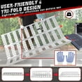 thumbnail image 5 of Heavy Duty Aluminum Tri-Folding Loading Ramp with Treads, Weight Limit 1500 LBS, 76"x50" Ramp for Motorcycles, UTVs, ATVs, Trucks, Lawn Mowers, and Trailers, Silver, 5 of 7
