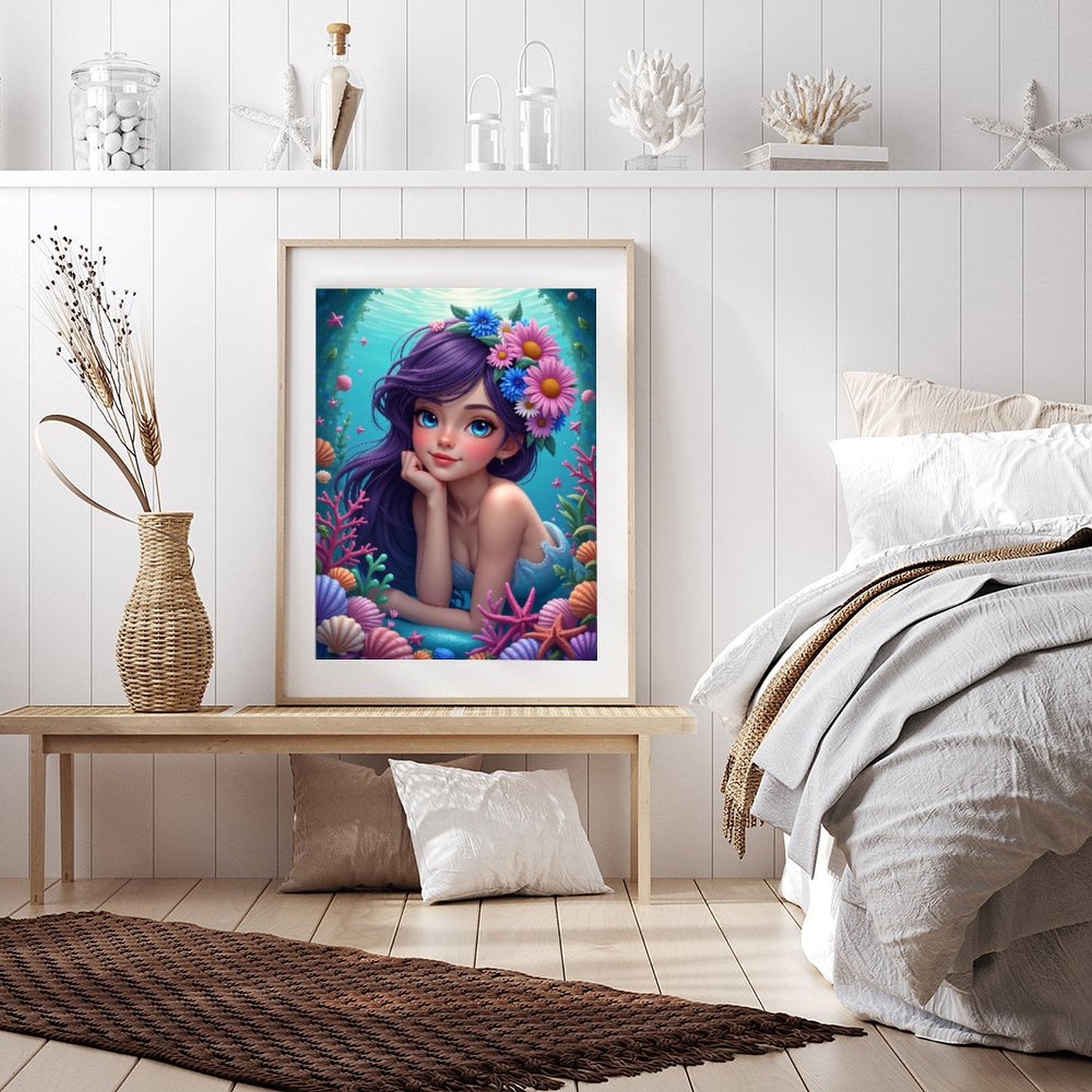 Diamond Art Kits for Adults - 5d Mermaid Fantasy Ocean Portrait Diamond Painting for Adults, Diamond Art for Adults Beginners, Diamond Painting Kits for Adults for Home Wall Decor