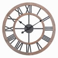 thumbnail image 1 of Utopia Alley Oversized Roman Round Wall Clock -24&amp;#8243;  Multi-Tone Wood finish, 1 of 1