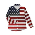 thumbnail image 5 of Xdegoge American Flag Button Down Shirts for Women 4th of July Long Sleeve V Neck Blouse Retro Stars and Stripes Patriotic Tops Casual Independence Day Clothes, 5 of 5