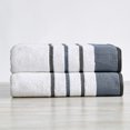 thumbnail image 4 of Great Bay Home Cotton Decorative Stripe Quick-Dry Towel Set  (Bath Towel (2-Pack), Moroccan Blue / Grey), 4 of 7