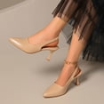 thumbnail image 3 of Dakaela Women's Kittens Heels Pointed Closed Toe Slingback Dress Pumps Shoes Comfortable Ankle Strap Wedding Casual Heeled Sandals 2.95 Inch Khaki 9, 3 of 5