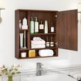 thumbnail image 4 of Costway Bathroom Wall Cabinet with Mirror, Single Door, 3 Open Shelves & Adjustable Shelf Walnut, 4 of 10