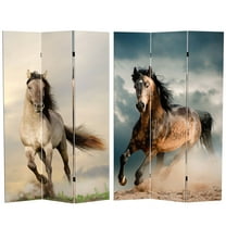 Oriental Furniture 6 ft. Tall Galloping Horses Canvas Room Divider - 3 Panel