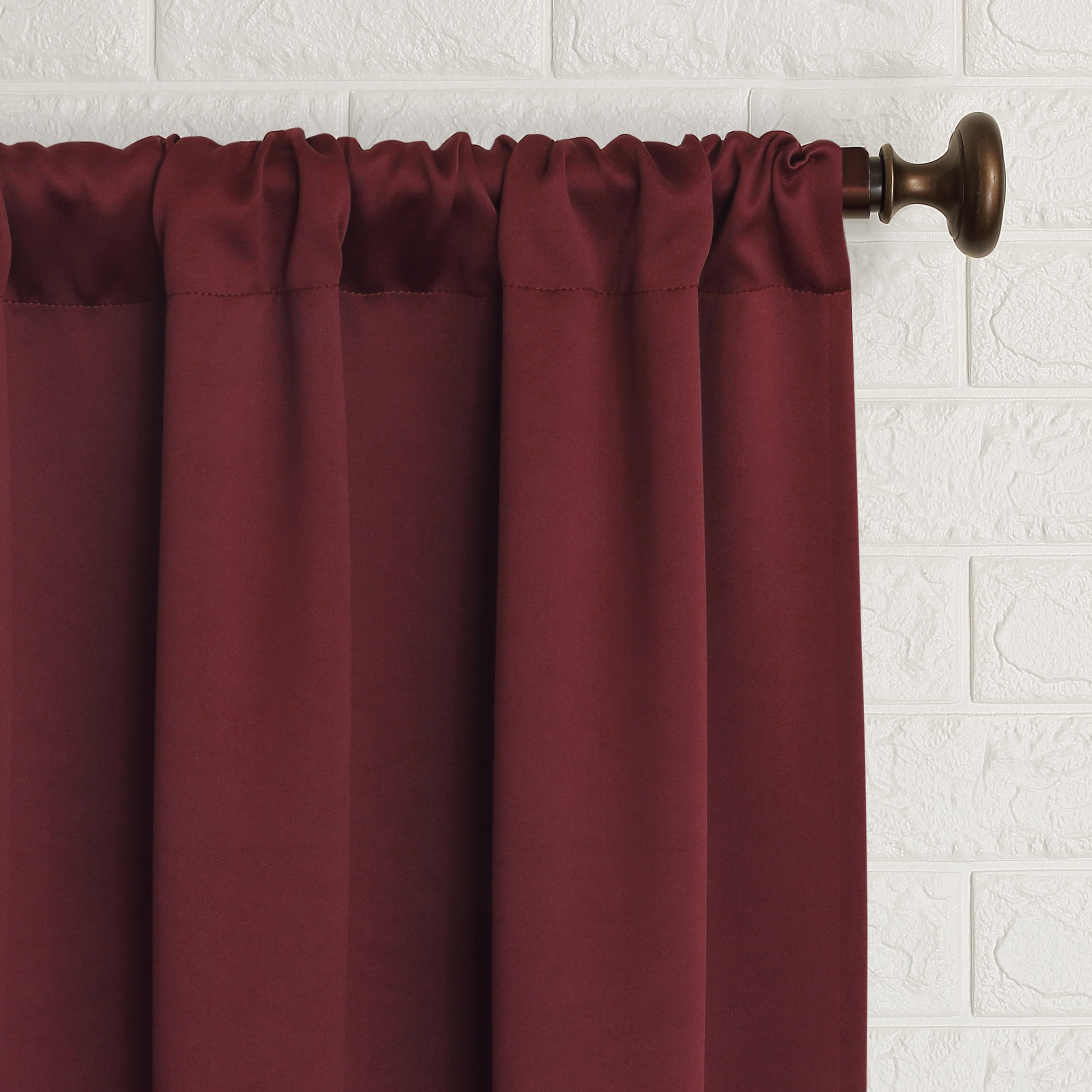 Sun Zero Avery 100% Blackout Rod Pocket Single Curtain Panel, 40" x 63", Wine Red
