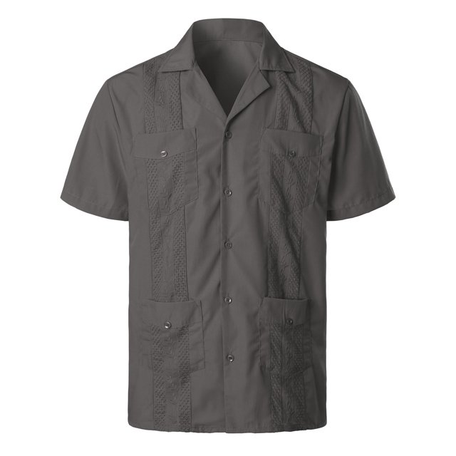 XDZJLR Men Shirt Spring And Summer Fashion And Leisure Dongfeng Pocket Button Lapel Short Sleeve Tops