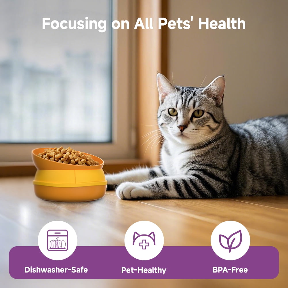 5-in-1 Burger Pet Bowls Set Tilted Elevated Slow Feeder Lick Mat Non-Slip Dog Cat Bowls Set for Small to Medium Pets Dishwasher Safe Adjustable Tilted Design for Pet Feeding and Drinking