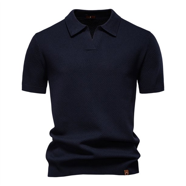 pstuiky camisetas para hombre, Suéter informal de manga corta con cuello vuelto, cómodo y liso para hombre camisas casuales para hombre l