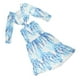 thumbnail image 4 of Vestido Estampado Con Recortes, Vestido Estampado Con Recortes Fluidos, Escote En V Profundo Azul, Holgado, Ajustado Para Niña Para La Playa, 4 of 6