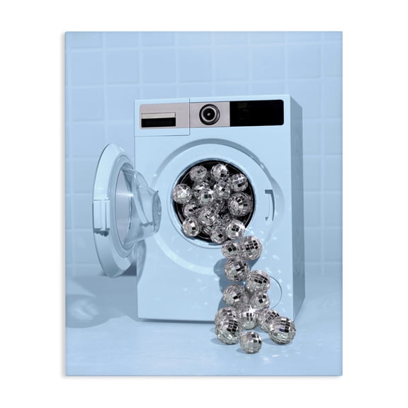 Stupell Industries Eclectic Disco Laundry Machine over Blue Canvas Art, 16 x 20, by LISH Creative