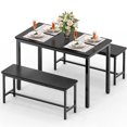 thumbnail image 2 of 3-Piece Dining Room Table, Kitchen Dining Table Set with 2 Benchs for Apartment Breakfast Nook and Samll Space, Black, 2 of 10