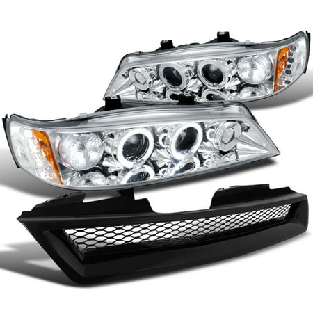 Honda Accord Led Projector Headlights - Spec-D Tuning For 1994-1997 Honda Accord Dx Lx Ex Se Led Projector Headlights Metal Mesh Grille 1994 1995 1996 1997