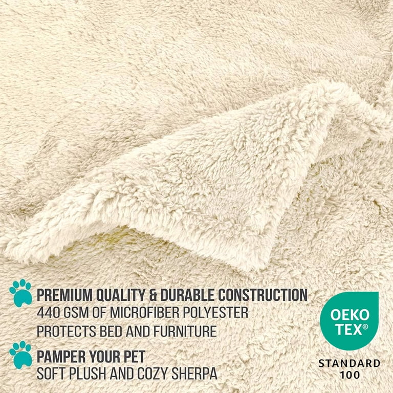 PetAmi Fluffy Waterproof Dog Blanket, Queen 90x90 Beige photo 4