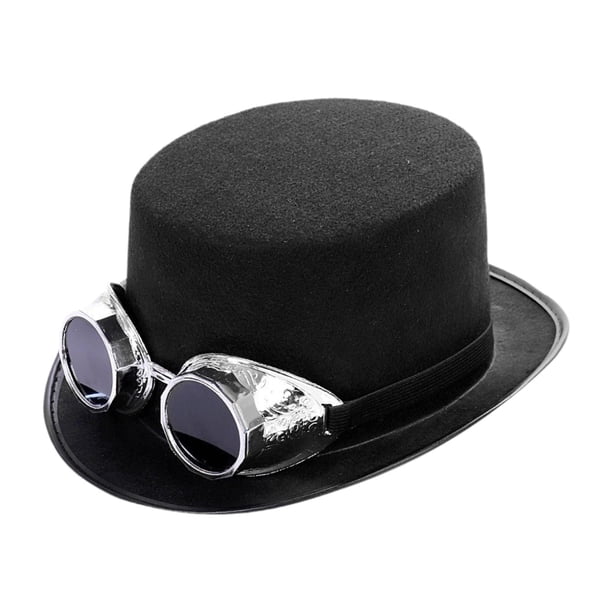 Sombrero de copa steampunk, tocado decorativo para cosplay, rave, bodas y actuaciones en escenarios. Vasos de plata