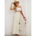 thumbnail image 3 of SHOWMALL Women's Wide Leg Pants Palazzo Pants Ivory M Drawstring Waist Loose Trousers with Pockets, 3 of 10