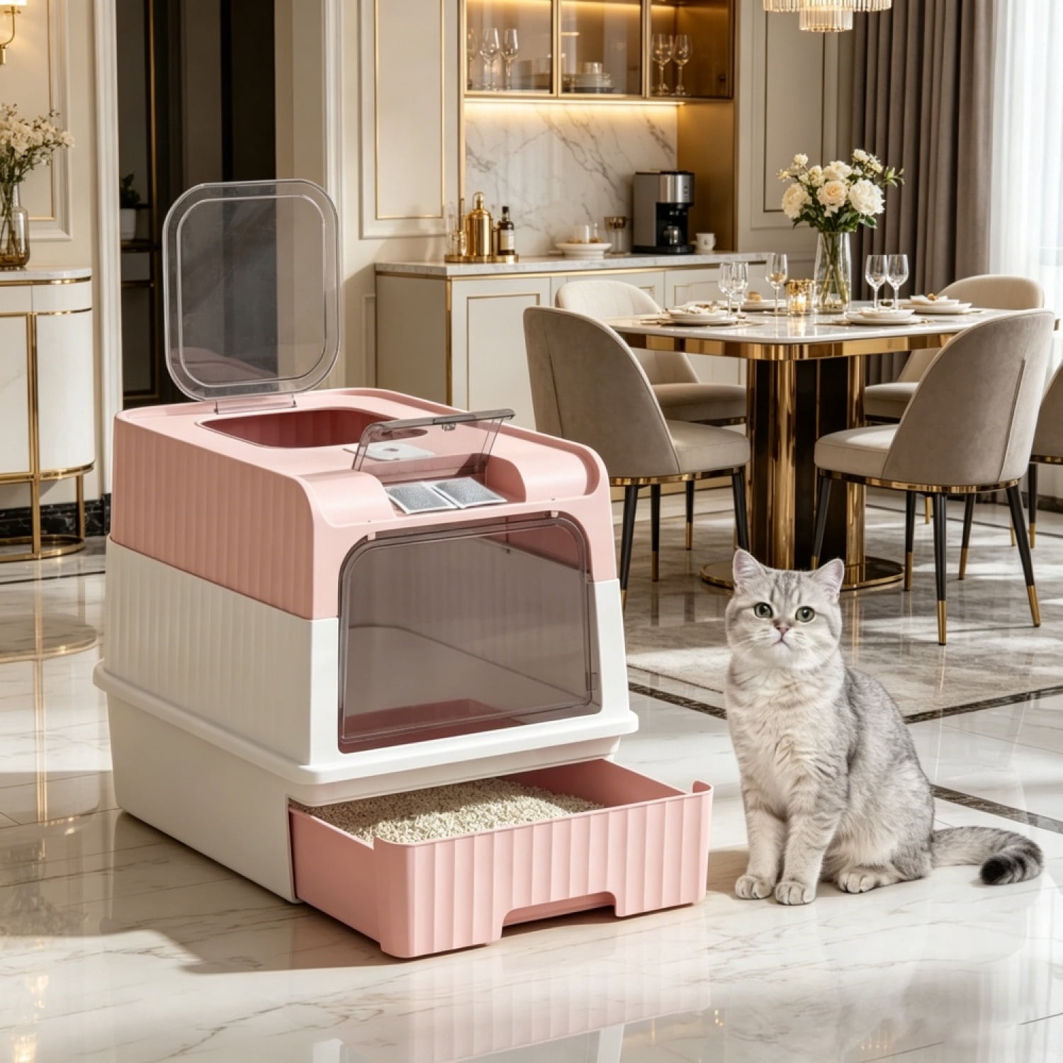 FENGFAN Enclosed Cat Litter Box Anti-Tracking Top Exit 18.9" for Cats 1 Pack