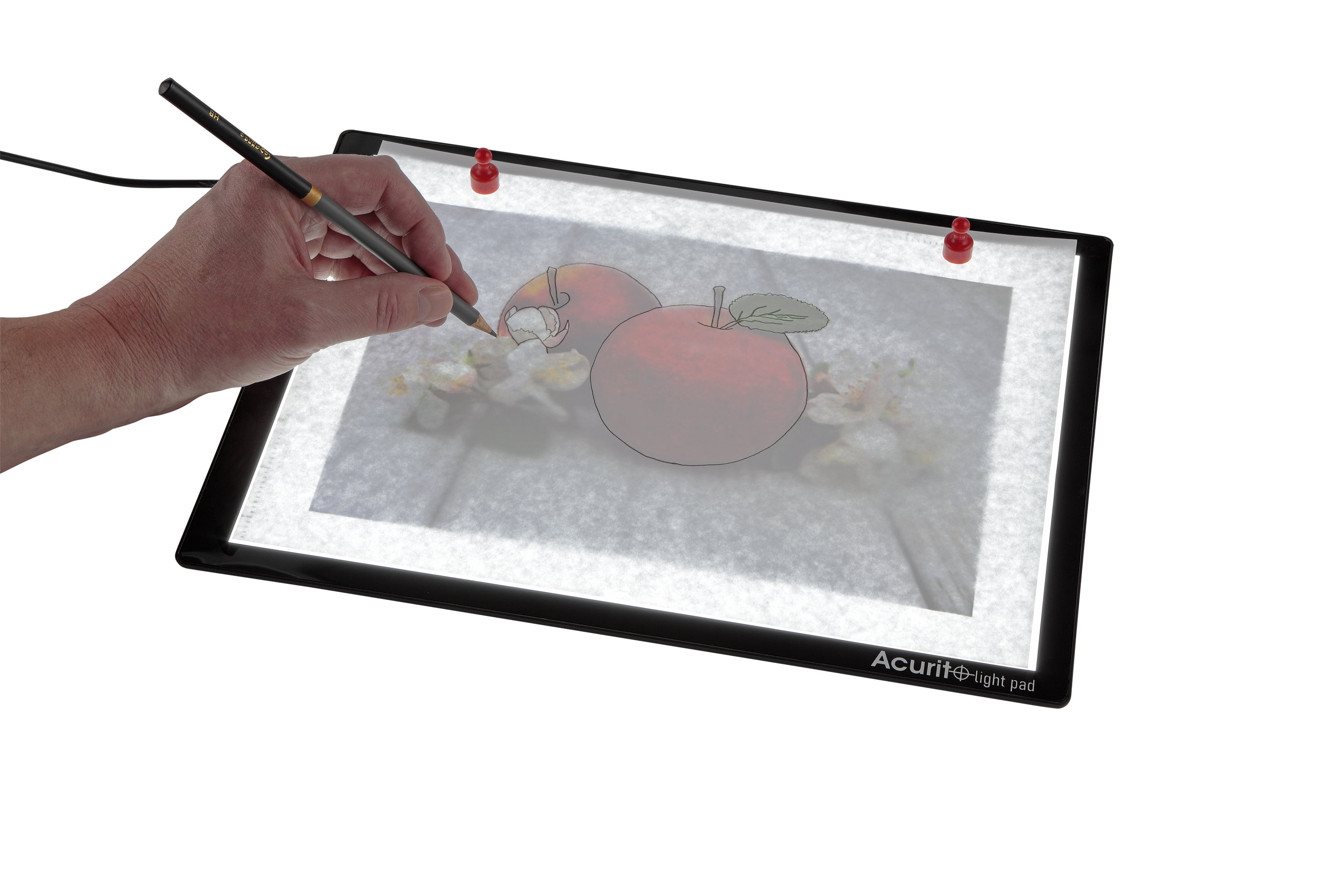 Acurit Artist Designer Light Up Tracing Pad Bundle, Includes 1 Portable LED Trace Light Pad and 4 Adjustable Angle Clips for Tattoo Drawing, Streaming, Sketching, Animation, Stenciling