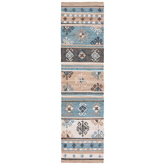 SAFAVIEH Kilim Elsie Tribal Runner Rug, Blue/Ivory, 2'3" x 9'