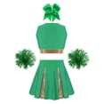 thumbnail image 2 of TiaoBug Kids Girls Cheerleading Outfit Set Sleeveless Crop Top Pleated Skirt with Pompoms And Headwear B Green 10, 2 of 5