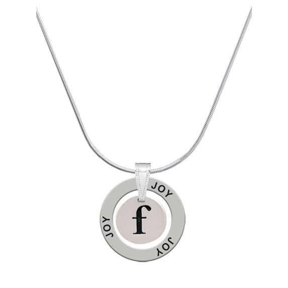 Delight Jewelry Silvertone Disc 1/2'' Initial - f - Joy Ring Charm Necklace, 18"