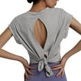 thumbnail image 6 of ShomPort Women's Short Sleeve Workout Tops Open Back Round Neck Tees Yoga Running Gym T-Shirts, 6 of 6
