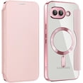thumbnail image 1 of KOMI Premium PU Leather Wallet Flip Case for Google Pixel 9A - Business Classic Solid Color, Magnetic TPU Shell, Wireless Charging Pink, 1 of 4