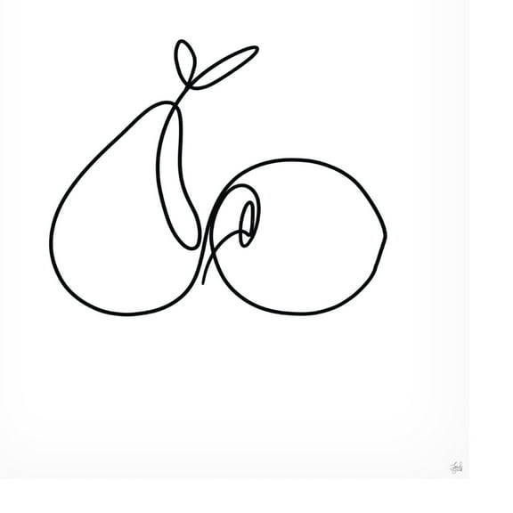 Canvas Wall Art - Line and Brush 'Still Life Pear and Apple' Wall Art for Living Room, Bedroom, or Office Décor by Trademark Fine Art - 18 x 24 Inches