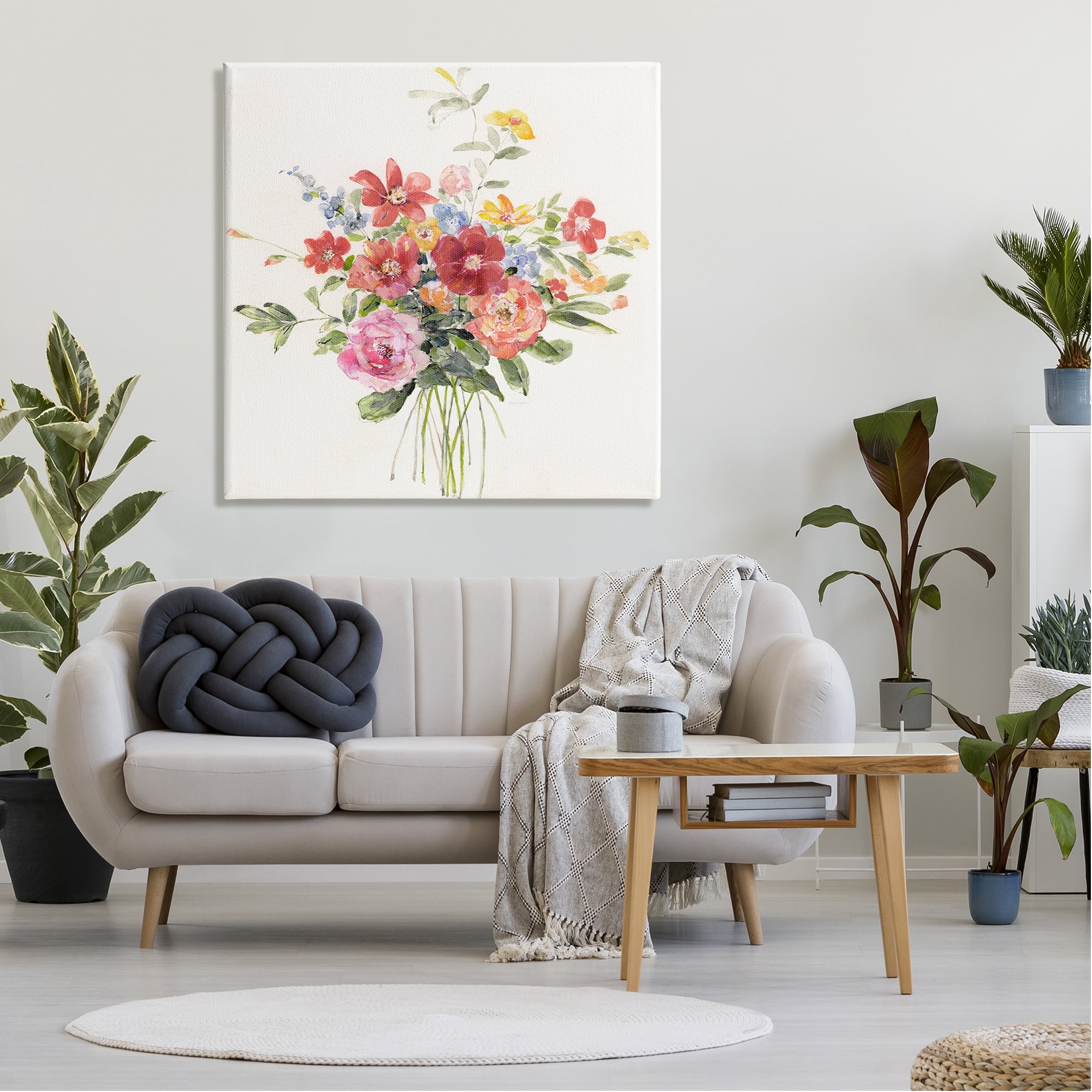 Stupell Industries Mixed Blooming Flowers Botanical & Floral Painting Gallery Wrapped Canvas Art Print Wall Art, 36 x 36