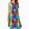 thumbnail image 2 of Colorful Puzzle Piece Spring Summer Dresses For Women Fashion Dress Casual Sleeveless Loose Sundress With Pockets, 2 of 4