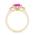 thumbnail image 2 of Rosec Jewels Created Pink Sapphire Floral Ring with Moissanite - Cocktail Ring (AAAA Grade), 10K Yellow Gold, US 6.00, 2 of 8