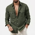 thumbnail image 2 of Mens Jean Jacket Shirt Long Sleeve Lapel Solid Color Pocket Large Size Shirt Bussiness Coat Men,Green,M, 2 of 5