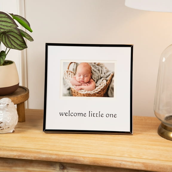 Northlight Metallic Square "Welcome Little One" Picture Frame - for a 4" x 6" Photo -Silver